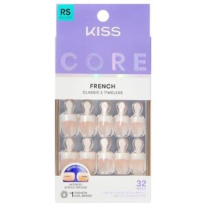 KISS CORE Press On Nails with glue, 'I Wish' White, Short Size, Square Shape